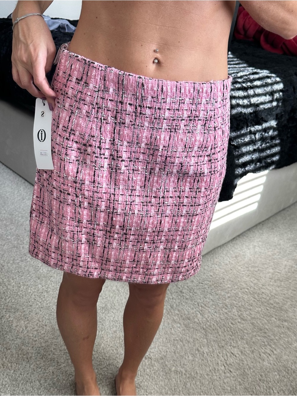 Pink Tweed Mini Skirt by Unknown Brand